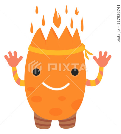 Burning monster cartoon character. Hell creature mascot 117926741
