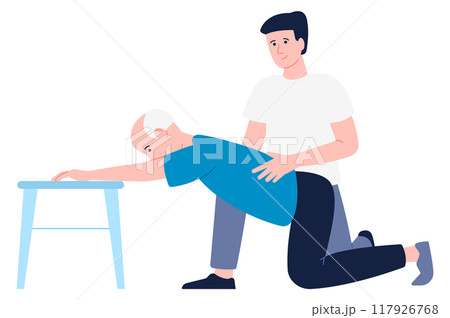 Old man trauma recovery with clinic therapist doctor Old man trauma recovery with clinic therapist doctor 117926768
