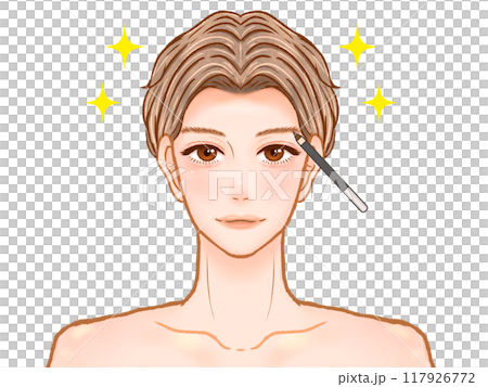 Illustration material of an adult man applying eyebrow makeup Illustration material of an adult man applying eyebrow makeup 117926772