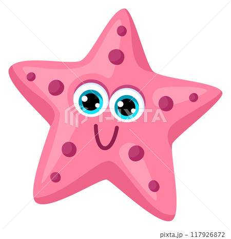 Starfish mascot. Happy face underwater animal cheerful character 117926872