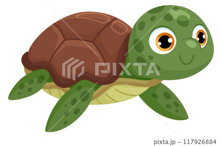 Baby turtle cartoon icon. Green sea animal 117926884