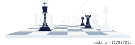 Chess board with game figures. Strategy game play Chess board with game figures. Strategy game play 117927013