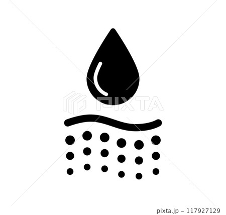 Water absorbent icon. Skin deep hydration symbol. Face care effect. Moisturizing skin icon. Water drop absorb sign. Vector illustration isolated on white background 117927129