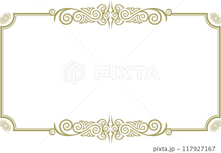 クラシックでエレガントでゴージャスな飾り枠　フレーム　青金 117927167