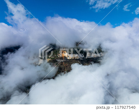 Aerial view of beautiful forest mountain landscape in tibet, China Aerial view of beautiful forest mountain landscape in tibet, China 117927540