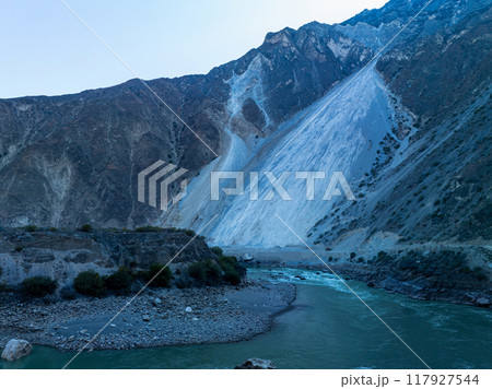 Aerial view of landslide road on the way from Yunnan in Tibet(Bingchacha), China Aerial view of landslide road on the way from Yunnan in Tibet(Bingchacha), China 117927544