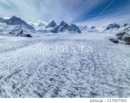 Aerial view of glacier landscape in Tibet, China 117927563