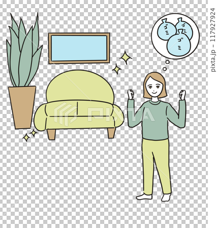 Illustration of a clean room after decluttering 117927924