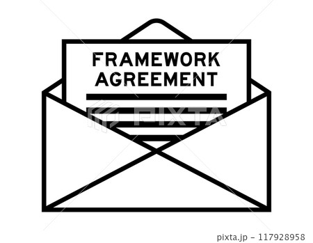 Envelope and letter sign with word framework agreement as the headline 117928958