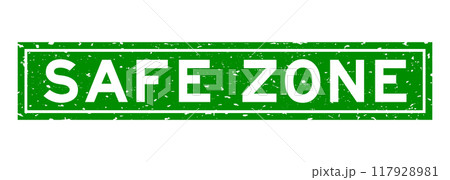 Grunge green safe zone word square rubber seal stamp on white background 117928981