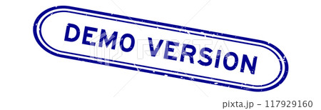 Grunge blue demo version word rubber seal stamp on white background 117929160
