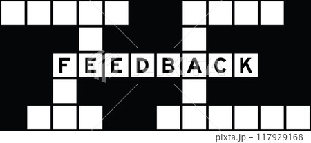 Alphabet letter in word feedback on crossword puzzle background 117929168