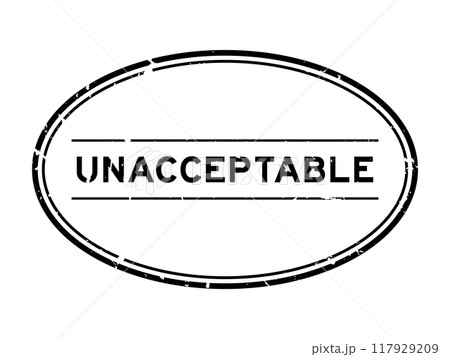 Grunge black unacceptable word oval rubber seal stamp on white background 117929209
