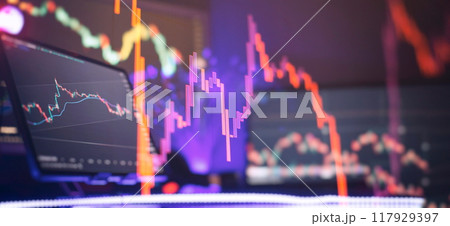 Background of economic trends for business ideas and trading on stock exchanges. Abstract finance background. 117929397