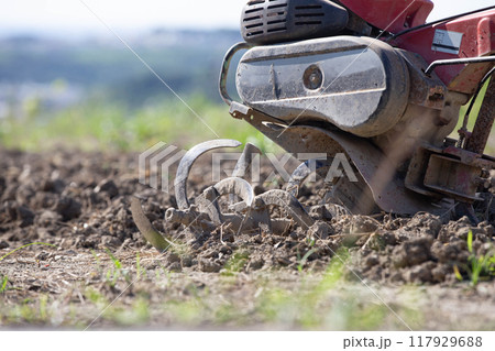 畑を耕す　耕うん機　イメージ 117929688