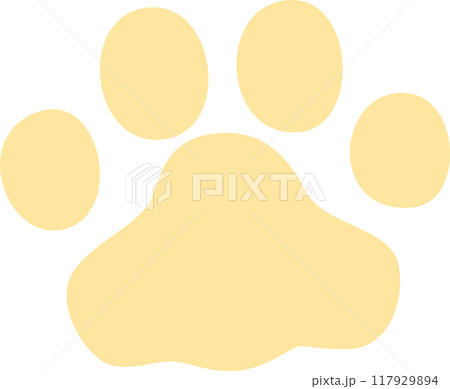 淡いイエローの動物の足跡 117929894