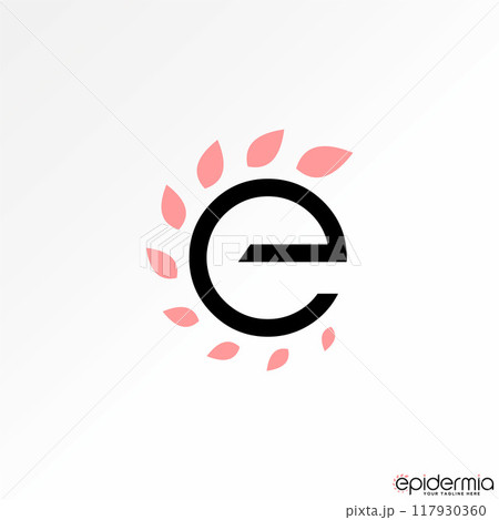 Logo design graphic concept abstract creative premium vector stock initial E font with leaves rotation around. Related monogram typography nature 117930360