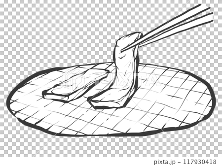 箸で焼肉の手書き筆絵風イラスト 117930418