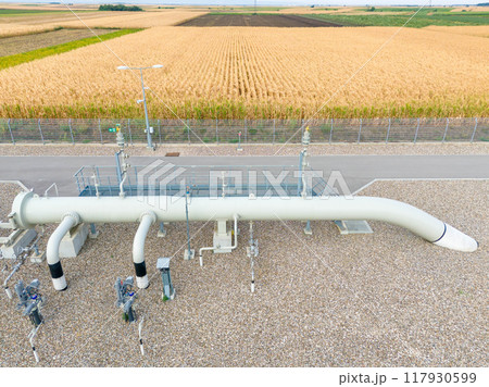 Top view of a device for launching diagnostic devices into a gas pipeline Top view of a device for launching diagnostic devices into a gas pipeline 117930599
