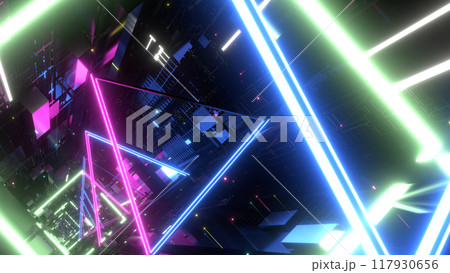 VJ トンネル ワープ 三角形 回転 メタル 青 紫 水色 [別Verあり] 117930656