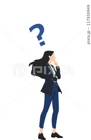 考え事をする女性のイラスト 考え事をする女性のイラスト 117930949
