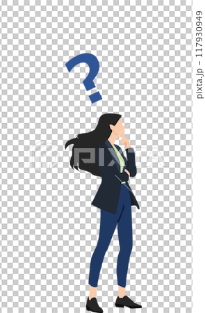 考え事をする女性のイラスト 考え事をする女性のイラスト 117930949