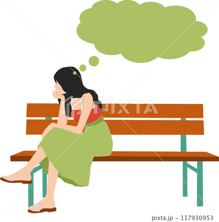 考え事をする女性のイラスト 考え事をする女性のイラスト 117930953