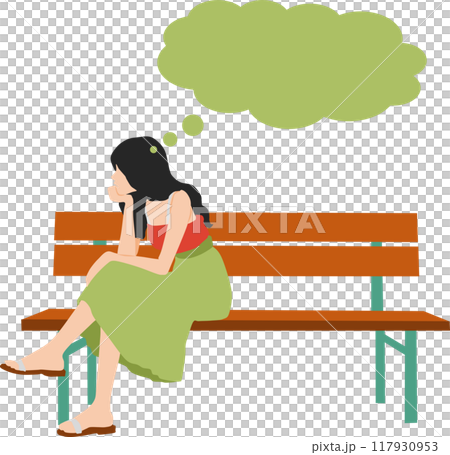 考え事をする女性のイラスト 考え事をする女性のイラスト 117930953