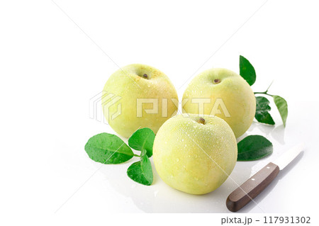 シャキッとした食感 二十世紀梨 （ 白背景 ） 117931302