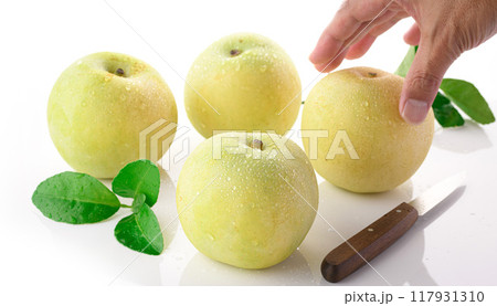 シャキッとした食感 二十世紀梨 （ 白背景 ） 117931310