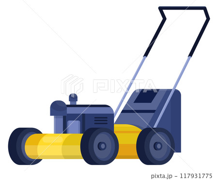 Cylinder mower machine. Gardening device cartoon icon Cylinder mower machine. Gardening device cartoon icon 117931775