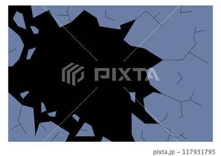 Broken glass. Hole with cracks in cartoon material Broken glass. Hole with cracks in cartoon material 117931795