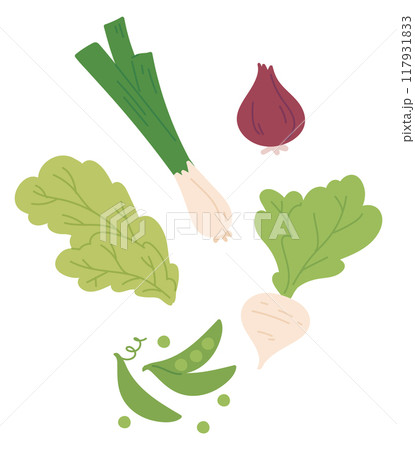 Falling green vegetables. Fresh organic healthy food Falling green vegetables. Fresh organic healthy food 117931833
