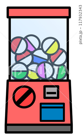 玩具や景品がカプセルに入るガチャガチャのイラスト 117932343