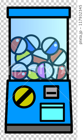 Illustration of a capsule machine with toys and prizes 117932345