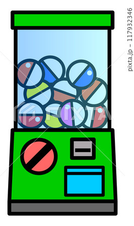 玩具や景品がカプセルに入るガチャガチャのイラスト 117932346