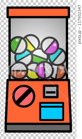 Illustration of a capsule machine with toys and prizes 117932347
