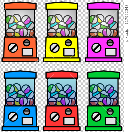 Illustration of a capsule machine with toys and prizes 117932348