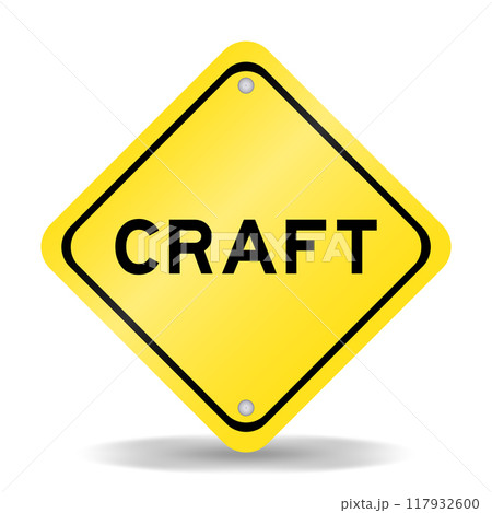 Yellow color transportation sign with word craft on white background 117932600