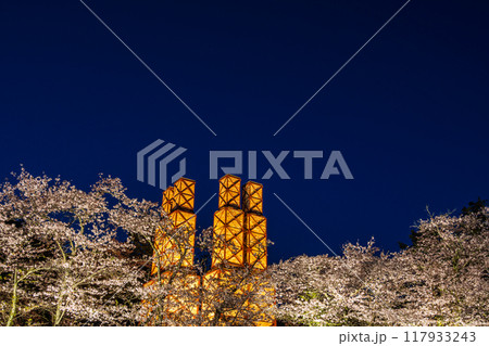 【静岡県】桜が咲いた韮山反射炉 ライトアップ 夕景 【静岡県】桜が咲いた韮山反射炉 ライトアップ 夕景 117933243