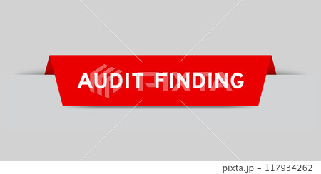 Red color inserted label with word audit finding on gray background 117934262