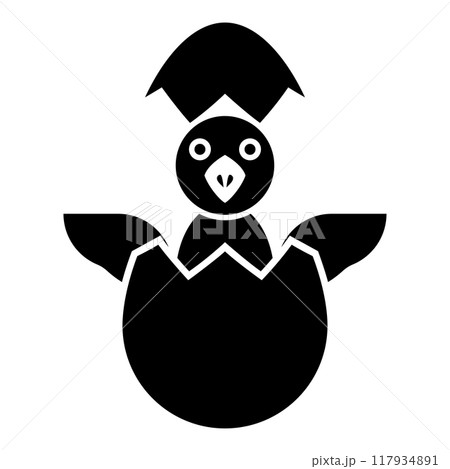 Chicks hatch from the egg baby bird cracked eggshell icon black color vector illustration image flat style Chicks hatch from the egg baby bird cracked eggshell icon black color vector illustration image flat style 117934891