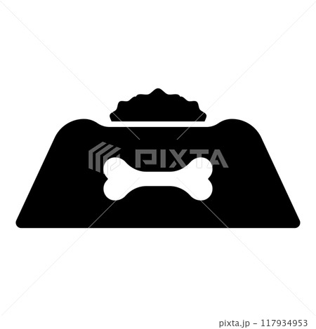 Dog bowl with food icon black color vector illustration image flat style 117934953