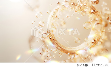 金色に輝く気泡と水しぶき 金色に輝く気泡と水しぶき 117935270