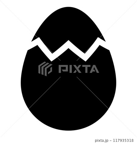 Egg with cracked eggshell damaged icon black color vector illustration image flat style 117935318