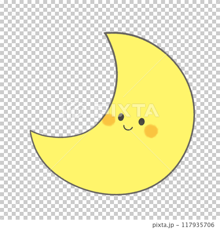 Crescent moon with a cute face Crescent moon with a cute face 117935706