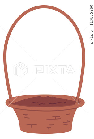 Decorative basket with soil. Home garden ceramic Decorative basket with soil. Home garden ceramic 117935860