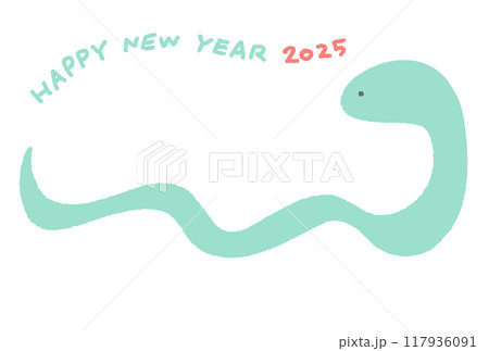 シンプルで可愛い手描きの蛇の年賀状　2025  117936091
