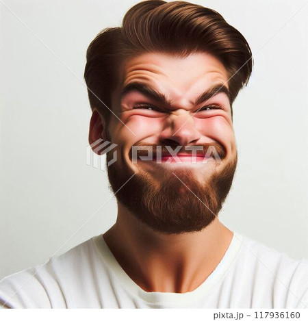 変顔で笑わせる男性 117936160