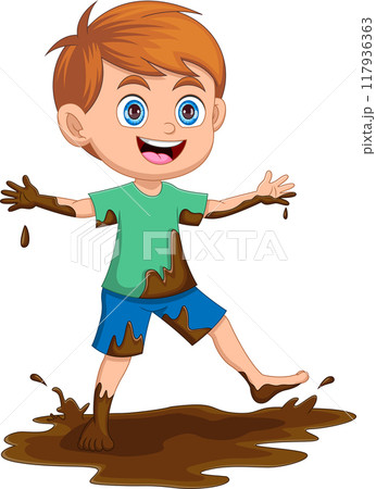 Little boy playing in the mud Little boy playing in the mud 117936363